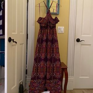 High neck halter maxi dress